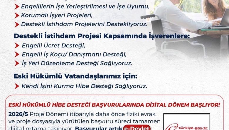 ENGELLİ VE ESKİ HÜKÜMLÜLERE 735 BİN TL HİBE